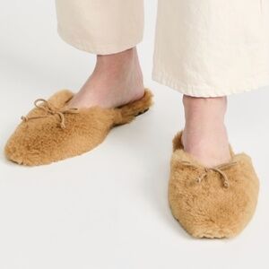 STAUD Gina Shearling Mule Natural Tan size 38